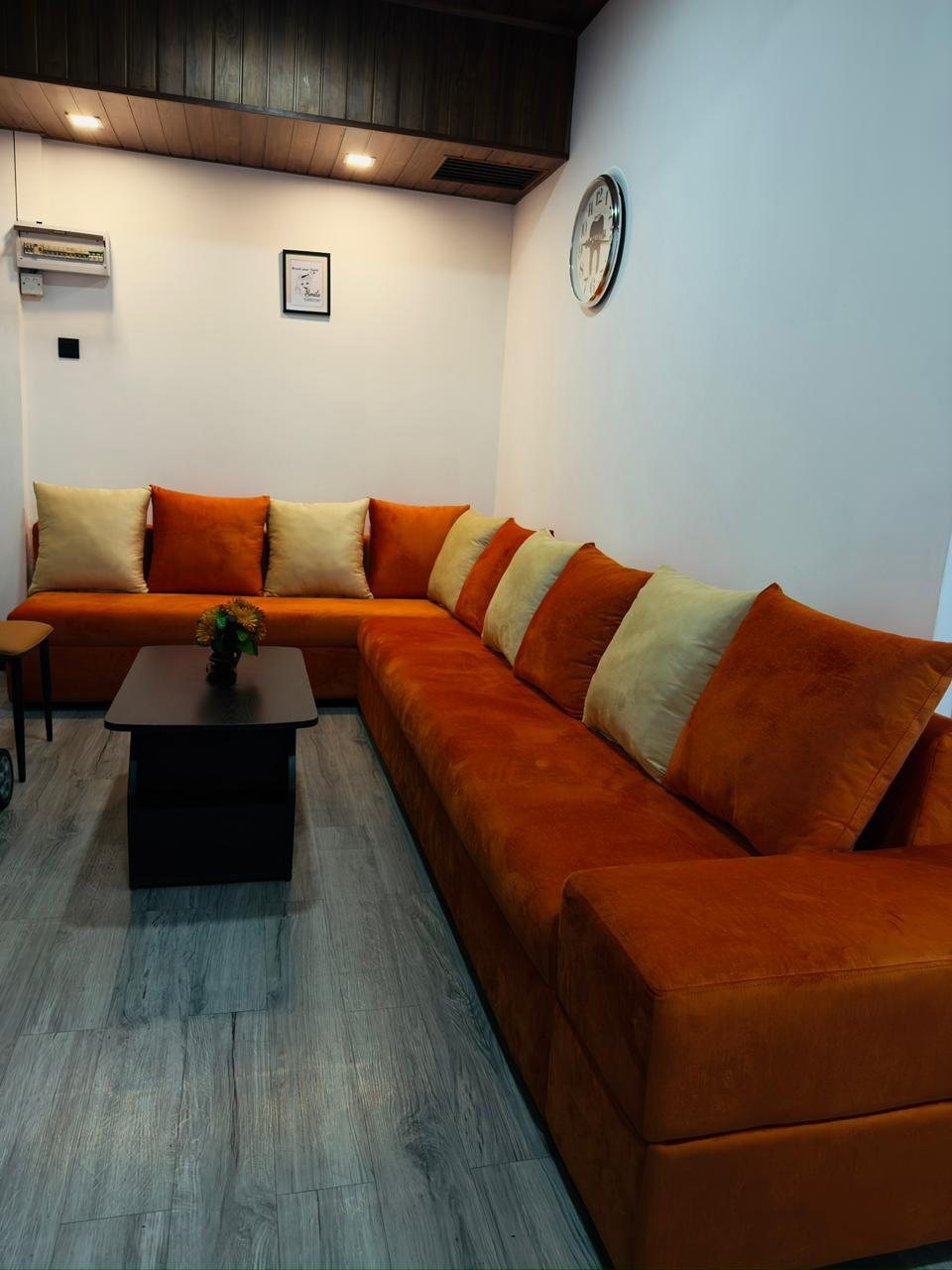 Comfortable patient lounge and waiting space.
